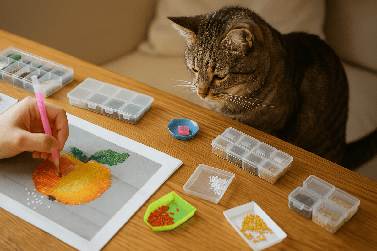 Diamond Painting mit Katze oder Hund im Haushalt – Tipps für sicheren Bastelspaß