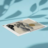 Diamond Painting Berge in Tinte mit goldenem Mond Japan