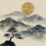 Malen nach Zahlen Berge in Tinte mit goldenem Mond Japan