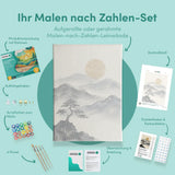 Malen nach Zahlen Berge in Tinte mit goldenem Mond Japan