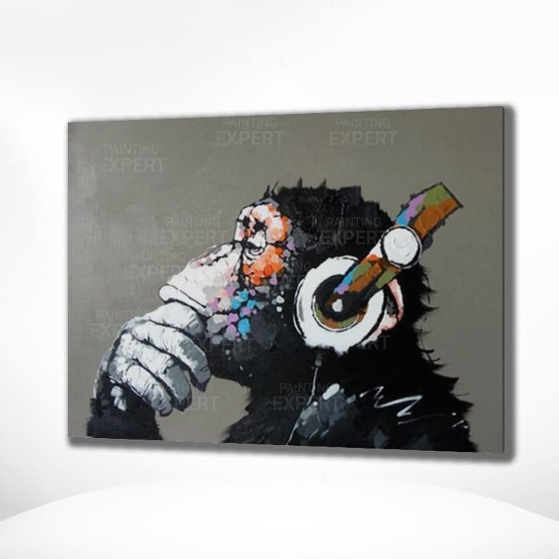 Diamond Painting Affe mit Kopfhörer