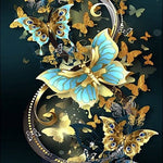 Diamond Painting Blaue und Goldene Schmetterlinge