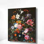 Diamond Painting Blumenporträt in einer blauen Vase