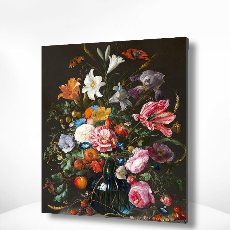Diamond Painting Blumenporträt in einer blauen Vase
