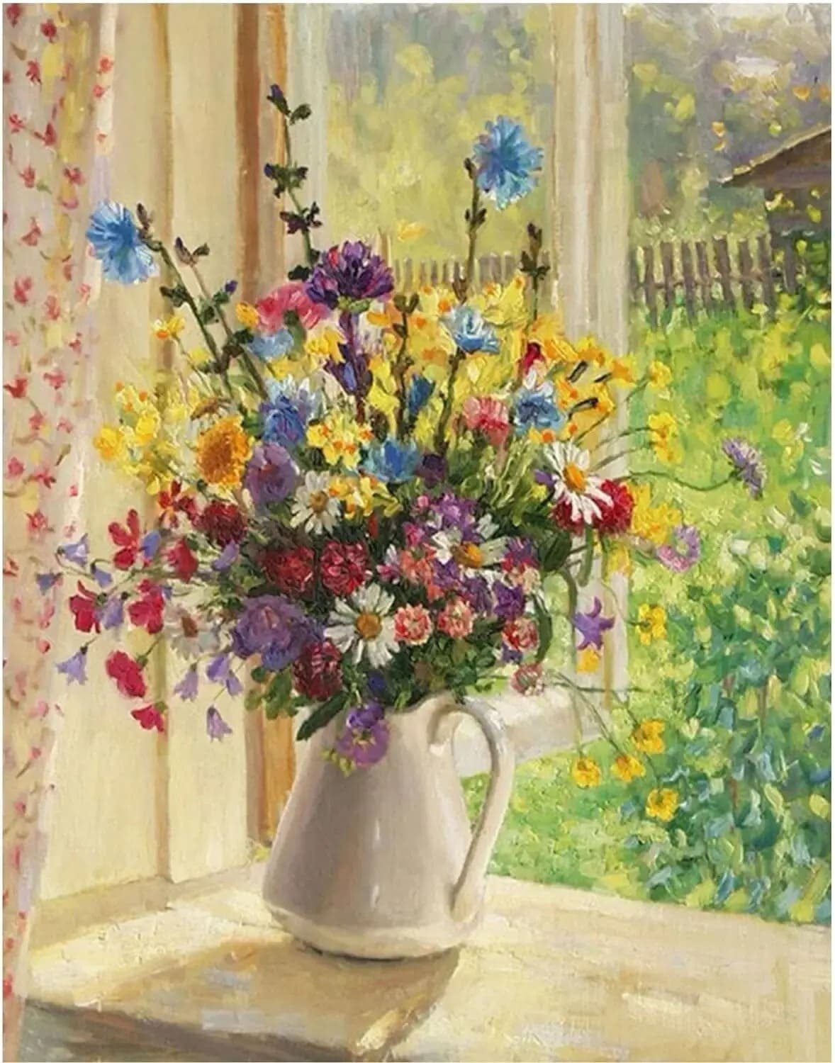 Diamond Painting Blumenstrauß Fenster
