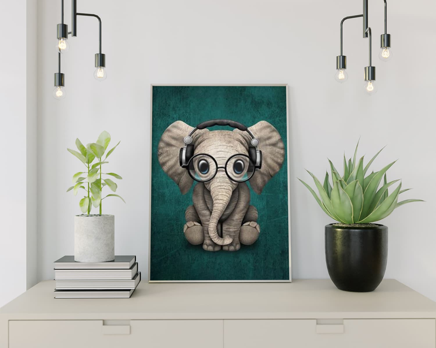 Diamond Painting Elefant Kopfhörer