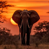 Diamond Painting Elefant Sonnenuntergang