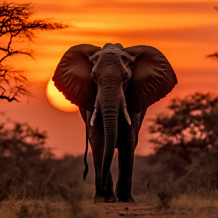 Diamond Painting Elefant Sonnenuntergang