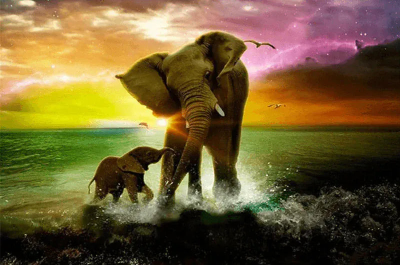 Diamond Painting Elefanten im Meer