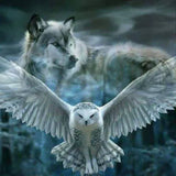 Diamond Painting Eule mit Wolf