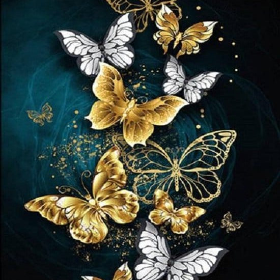 Diamond Painting Goldene Schmetterlinge
