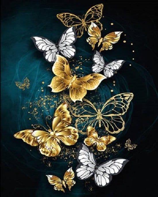 Diamond Painting Goldene Schmetterlinge