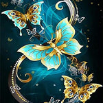 Diamond Painting Goldene und Blaue Schmetterlinge
