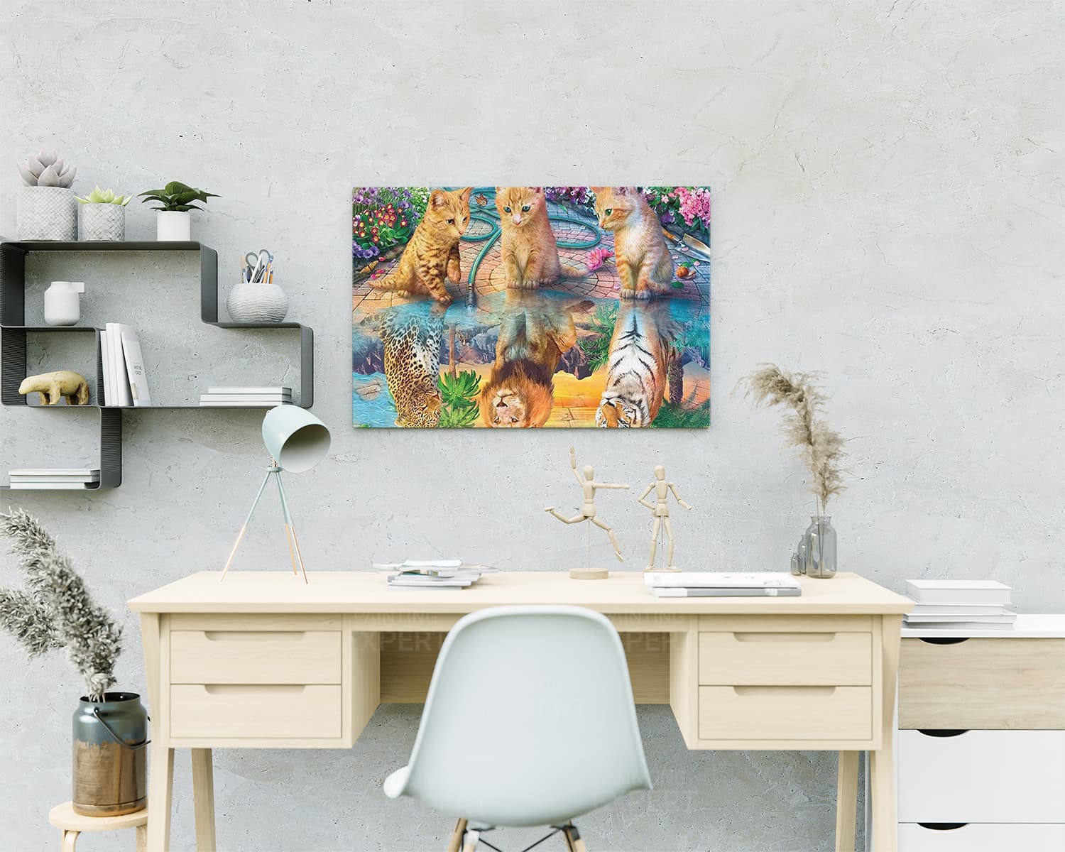 Diamond Painting Kätzchen und Löwen