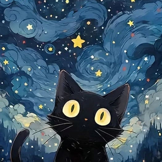 Diamond Painting Katze in der Nacht