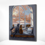 Diamond Painting Katzen am Fenster