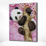 Diamond Painting Panda mit Blumen