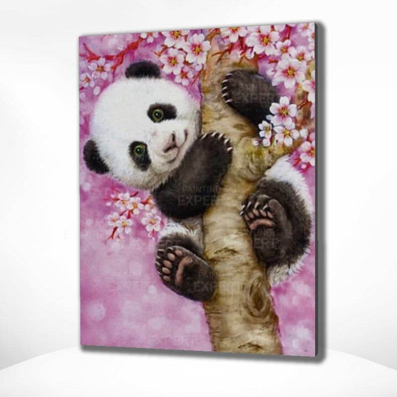 Diamond Painting Panda mit Blumen