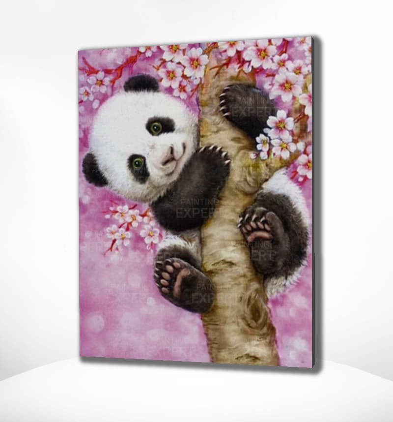 Diamond Painting Panda mit Blumen