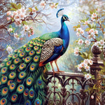 Diamond Painting Pfau auf Zaun
