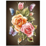 Diamond Painting Rose mit Schmetterlingen