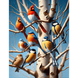 Diamond Painting Vögel in einem Baum
