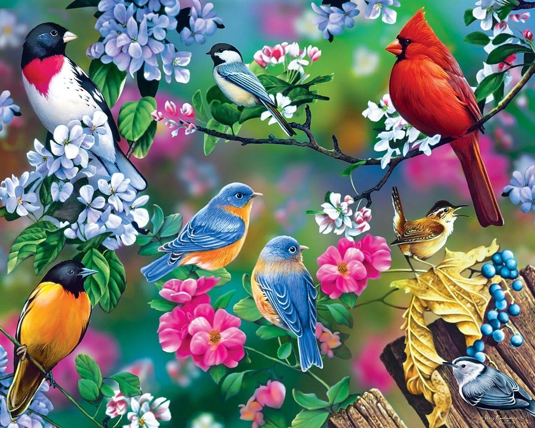 Diamond Painting Vögel und Blümchen