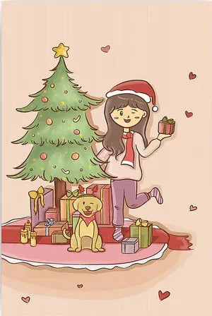Diamond Painting Weihnachten, Frau und Hund