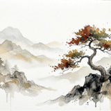 Diamond Painting Einsamer Baum in einer Berglandschaft Japan