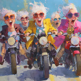 Diamond Painting Gemütliche Damen beim Motorradfahren