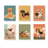 Malen nach Zahlen – 6 Mini-Gemälde - Retro Hundetage