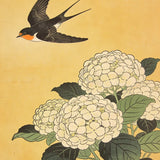 Diamond Painting Schwalbe über weißen Hortensien Japan