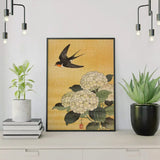 Diamond Painting Schwalbe über weißen Hortensien Japan
