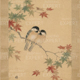 Diamond Painting Zwei Vögel zwischen Ahornblättern (Herbst) Japan
