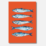Blaue Sardinen als Malen-nach-Zahlen-Motiv