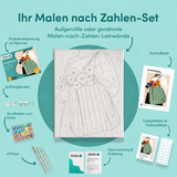 Inhalt des Malen-nach-Zahlen-Sets Blumentasche