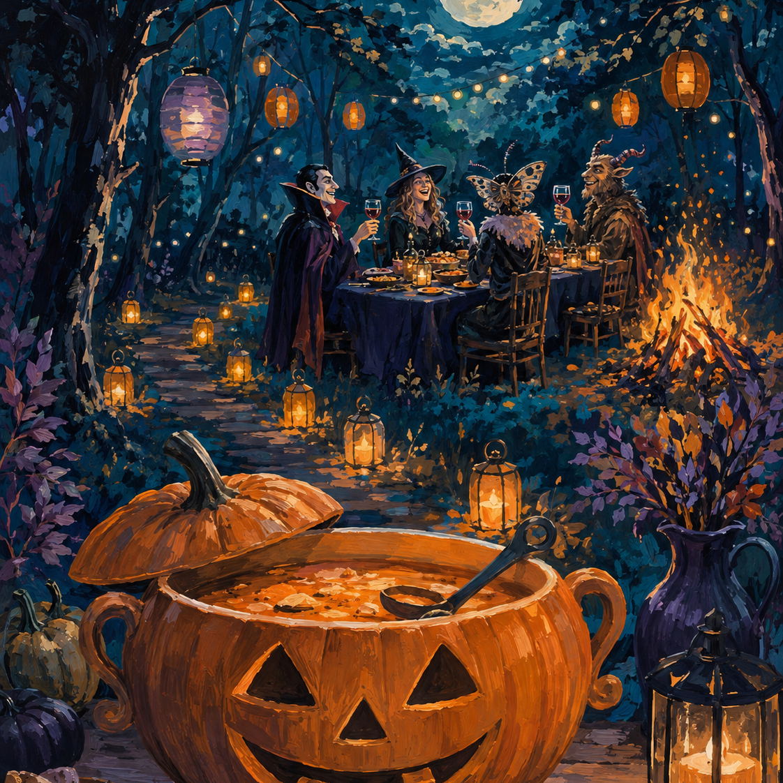 Malen nach Zahlen Das Fest der Nachtgestalten – Halloween-Motiv