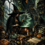 Malen nach Zahlen Das geheime Hexenlabor – Halloween-Motiv