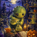 Malen nach Zahlen Das grüne Laborwesen – Halloween-Motiv