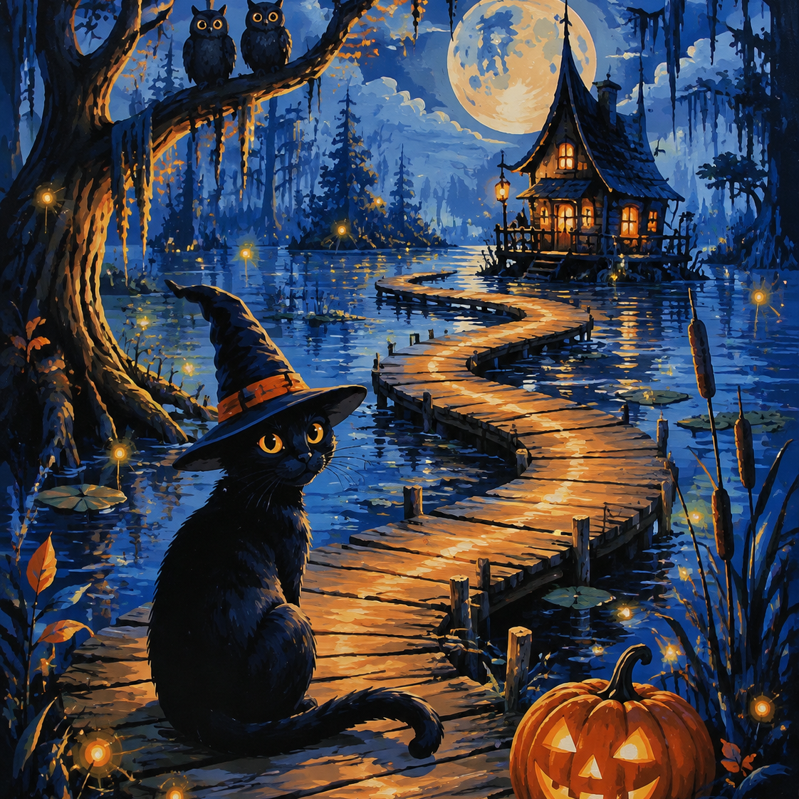 Malen nach Zahlen Das leuchtende Sumpfgeheimnis – Halloween-Motiv
