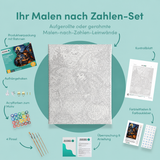 Inhalt des Malen-nach-Zahlen-Sets Der Charme der jungen Hexe