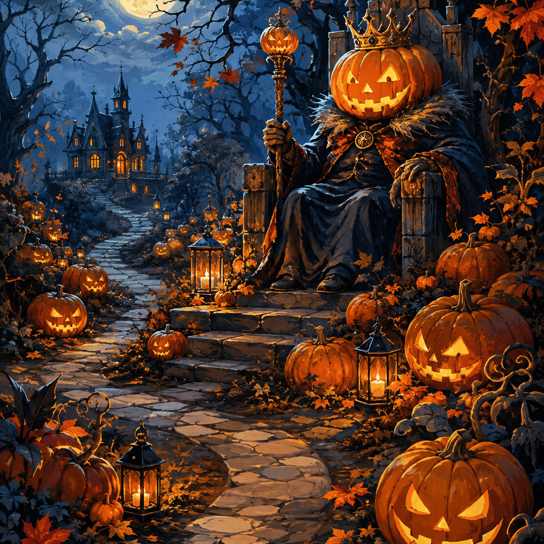 Malen nach Zahlen Der König der Kürbisse – Halloween-Motiv