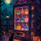Malen nach Zahlen Der Tränkeautomat um Mitternacht – Halloween-Motiv