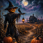 Malen nach Zahlen Der Wächter des verlassenen Feldes – Halloween-Motiv