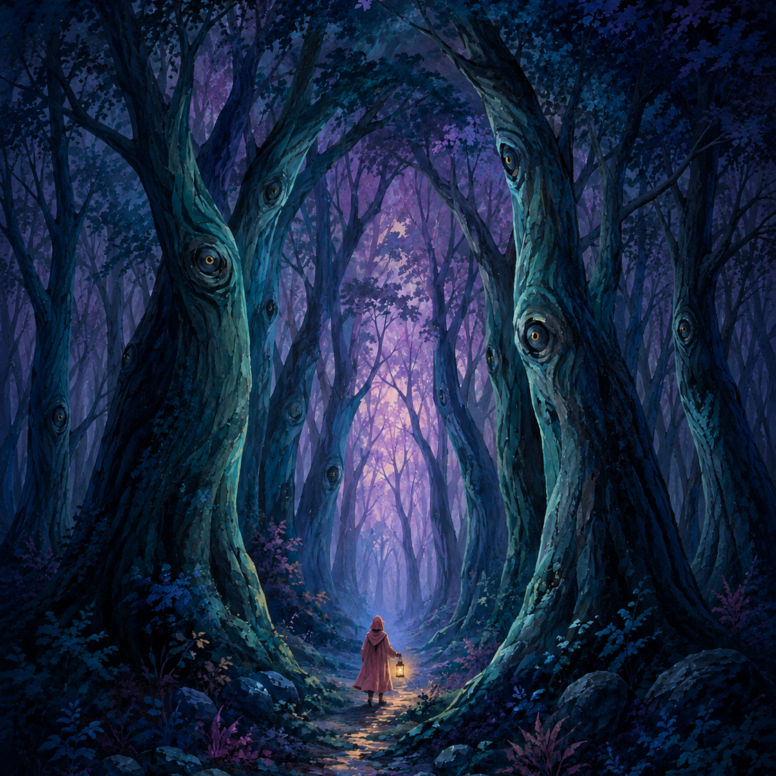 Malen nach Zahlen Der Wald schaut zurück – Halloween-Motiv