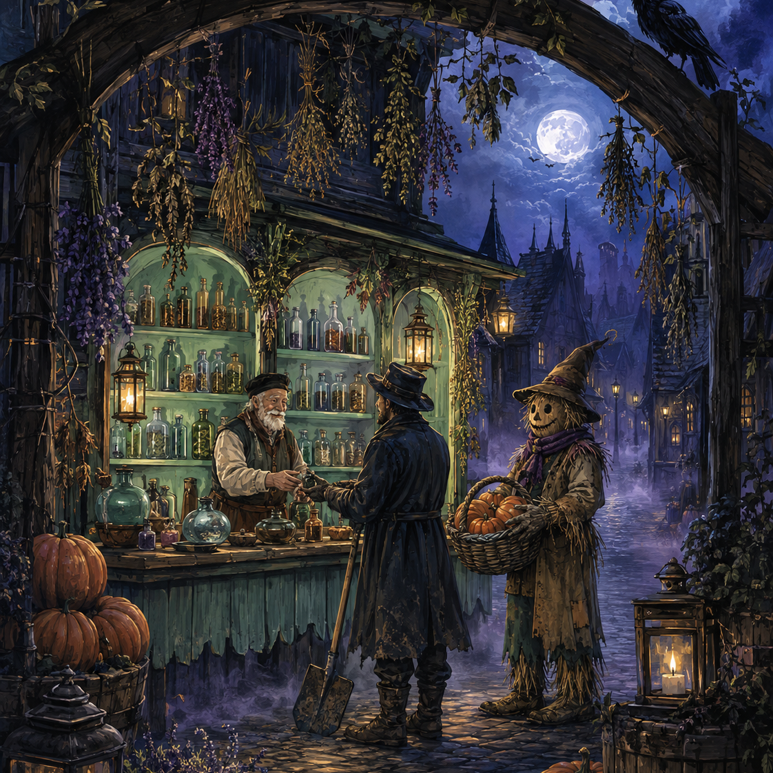 Malen nach Zahlen Die Apotheke der Nacht – Halloween-Motiv