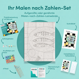 Inhalt des Malen-nach-Zahlen-Sets Fischtrio