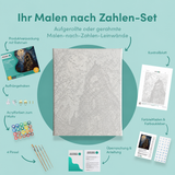 Inhalt des Malen-nach-Zahlen-Sets Fledermäuse über dem Glockenturm