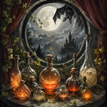 Malen nach Zahlen Geheimnisvolle Tränke bei Mondlicht – Halloween-Motiv