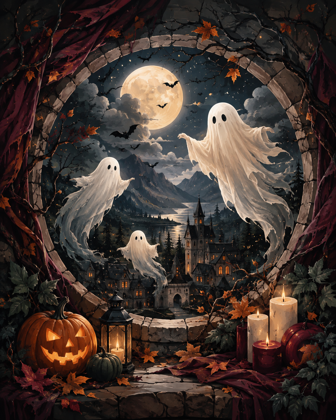Malen nach Zahlen Geister zwischen den Sternen – Halloween-Motiv
